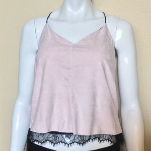 NWT Suede Sz S Veiled Rose W/ Lace V-Neck Cami Top